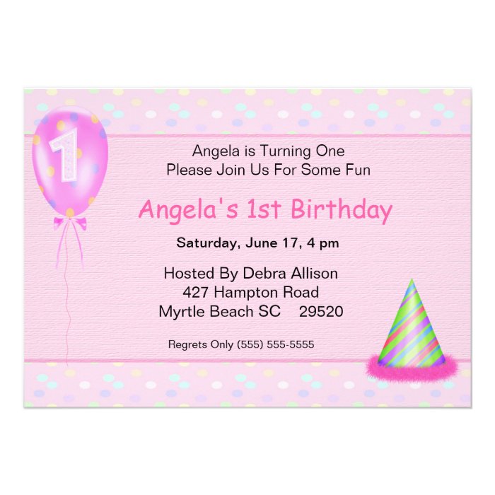 Girl's First Birthday Invitation