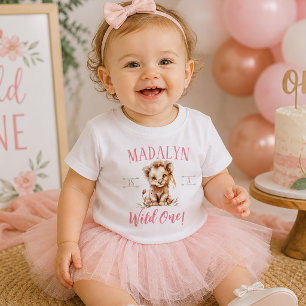 Girl's First Birthday Wild One Lion Baby T-Shirt
