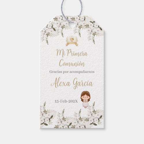 Girls First Communion Floral Gift Tag