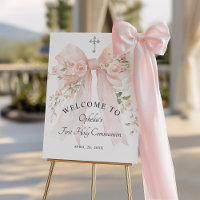 Girl's First Communion Pink Bow Floral