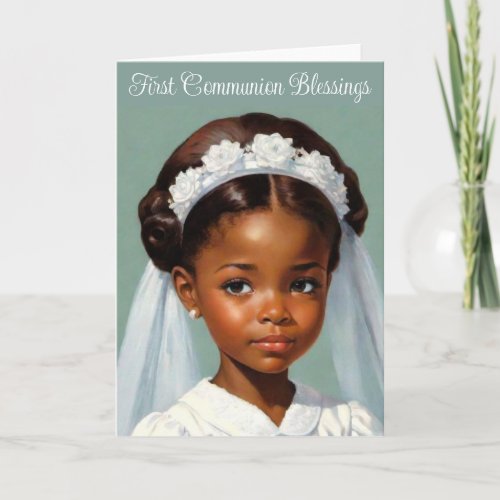 Girls First Communion Retro Style Card