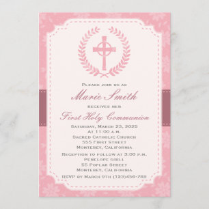 Girl's First Comunion Invitation with Cross