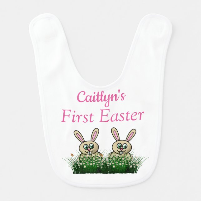 (Girl's) First Easter. Baby Bib (Front)