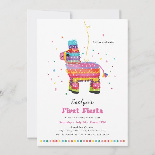 Girls First Fiesta Birthday Piata Invitation