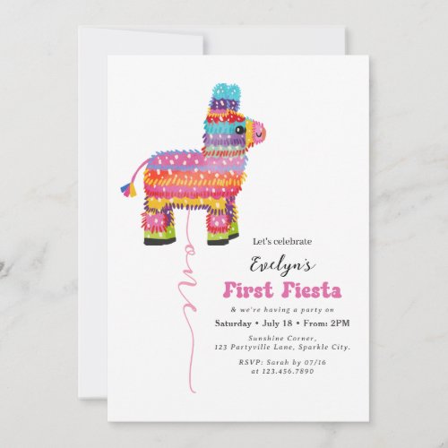 Girls First Fiesta Birthday Piata Invitation