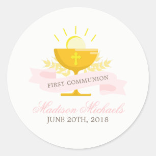 Girls First Holy Communion Classic Round Sticker