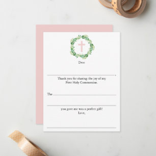 Girls First Holy Communion Fill In Thank You Note Card