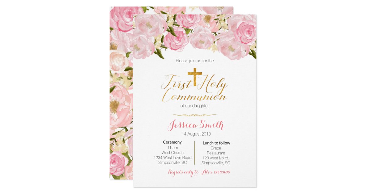 Girl's First Holy Communion Invitations | Zazzle.com