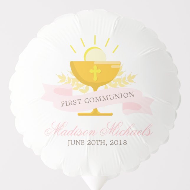 Girls First Holy Communion Personalized Balloon (Front)