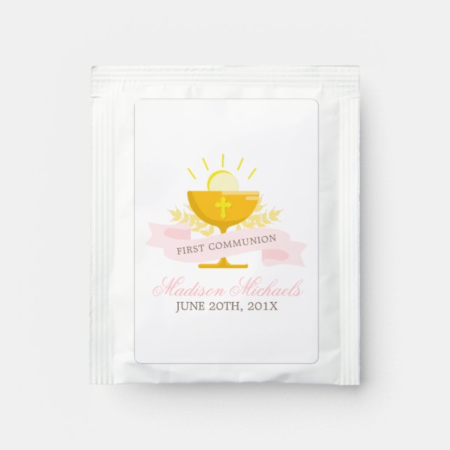 Girls First Holy Communion Personalized Tea Bag Drink Mix (Front)