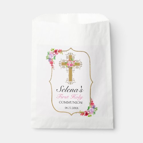 Girls First Holy Communion Pretty Floral Favor Bag