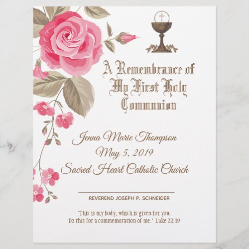 Girls First Holy Communion Remembrance Certificate
