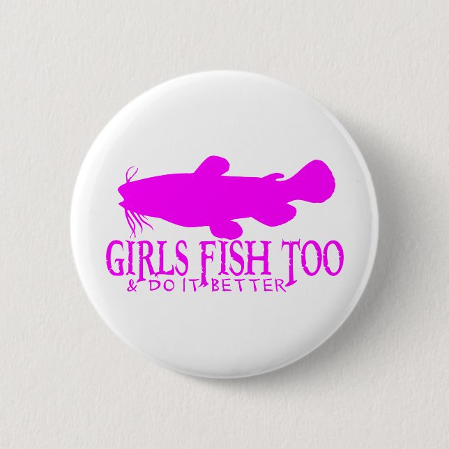GIRLS FISH TOO CATFISH PINBACK BUTTON (Front)