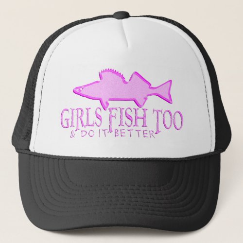 GIRLS FISH TOO WALLEYE TRUCKER HAT