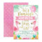 Girls flamingo fourth birthday invitation