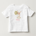 Girls Floral Bunny First Birthday T-shirt at Zazzle