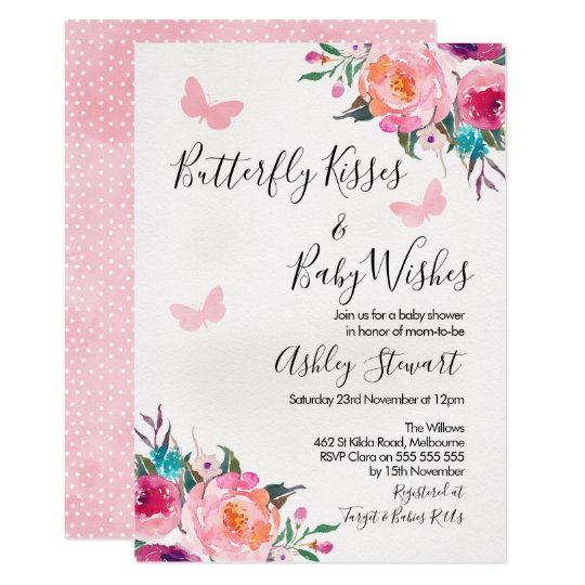 Girls Floral Butterfly Baby Shower Invitation Zazzle Com Girls Floral Butterfly Baby Shower Invitation Zazzle Com
