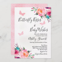 Girls Floral Butterfly Baby Shower Invitation