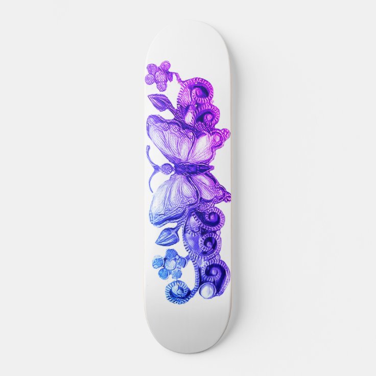 Girls Floral Butterfly Skateboard | Zazzle
