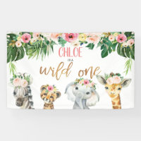 Girls Floral Foliage Safari Wild one Birthday