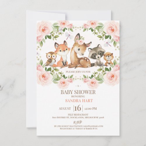 Girls Floral Frame Woodland Baby Shower