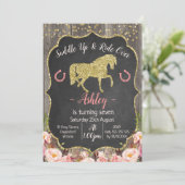 Girls Floral Glitter Horse Birthday Invitation (Standing Front)