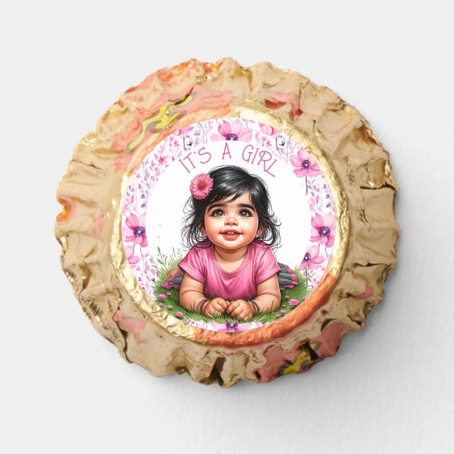 Girl's Floral Pink Baby Shower | It's a GIrl Reese's Peanut Butter Cups (Front)
