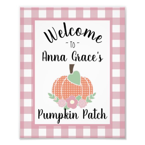 Girls Floral Pumpkin Birthday Welcome Sign