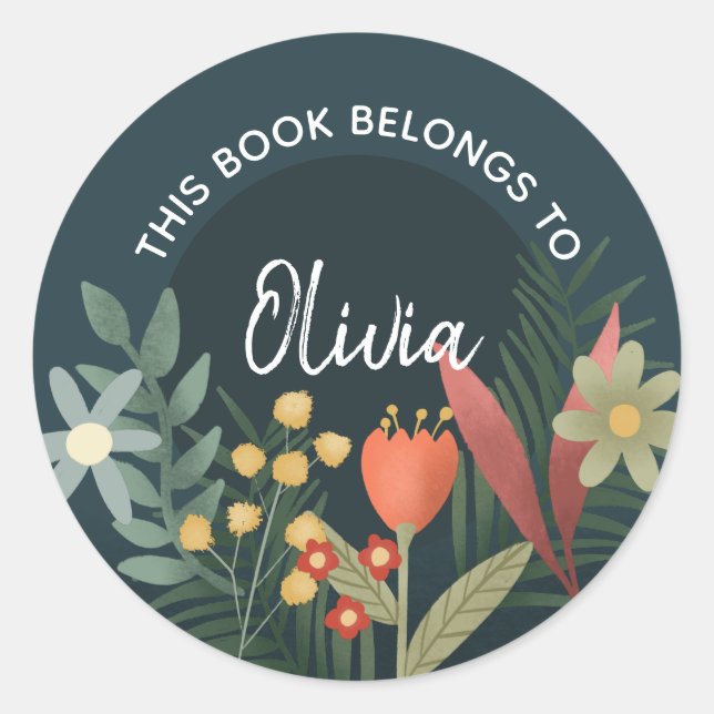 Girls Floral 'This Book Belongs' Flowers Bookplate (Front)