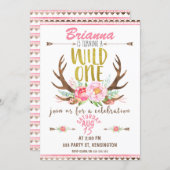 Girls Floral Wild One Birthday Invitation (Front/Back)