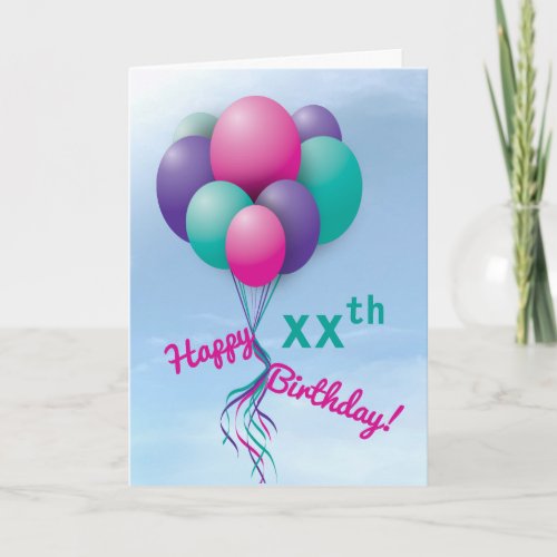 Girls Fly_Away Balloon Bundle Happy Birthday Card