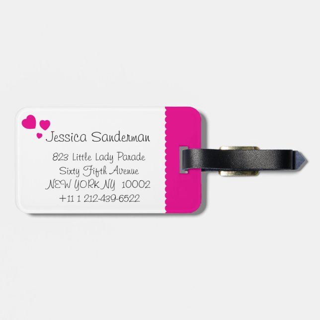 Girls flying heart ladybug white id luggage tag (Back Horizontal)