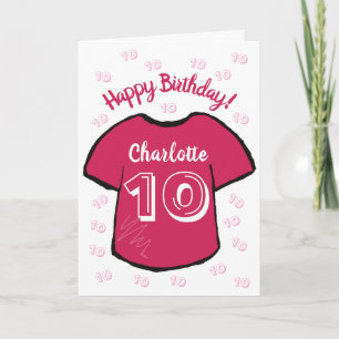 Girl's football/ soccer shirt 10th birthday card