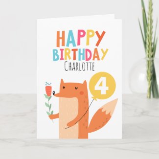 Girls Fox Birthday Card