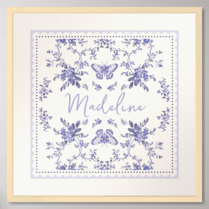 Girls French Toile & Butterfly Wall Art