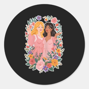 Girls Friendship Bloom Ies Sisterhood Together Lau Classic Round Sticker