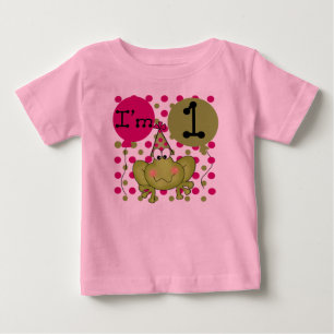 Girls Frog First Birthday Baby T-Shirt