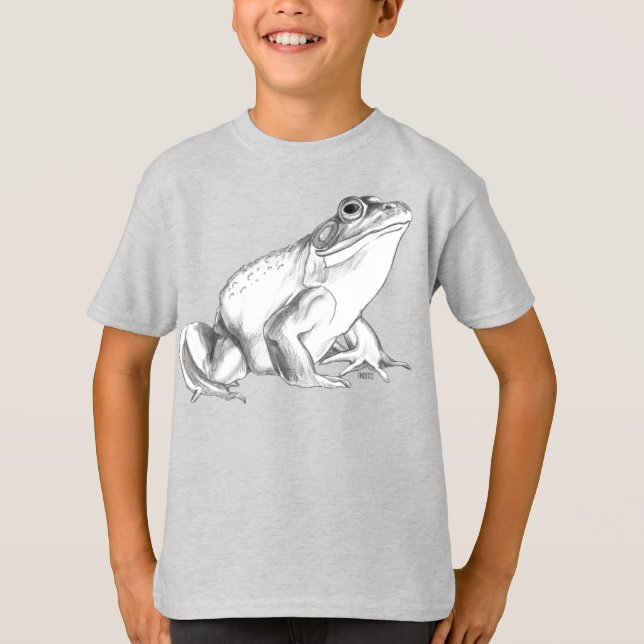 Girl's Frog T-shirt Bullfrog Art T-shirt Cool Frog (Front)