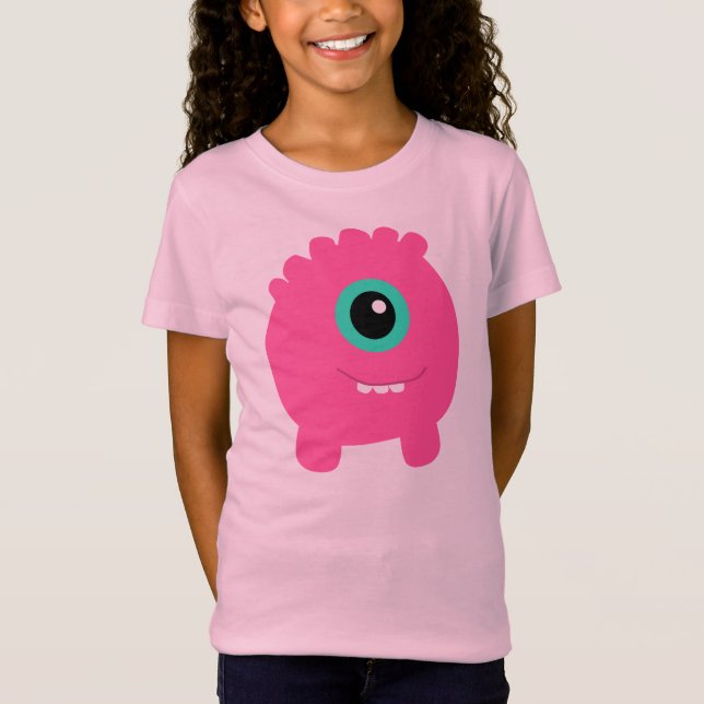 Girl's Fun & Cute Pink Monster T-Shirt (Front)
