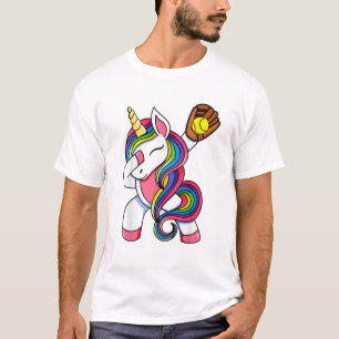 Girls Funny Dabbing Softball Unicorn Apparel, Yout T-Shirt