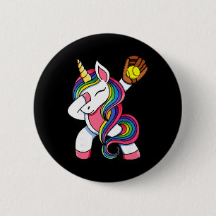 Girls Funny Dabbing Softll Unicorn Apparel, Youth Button