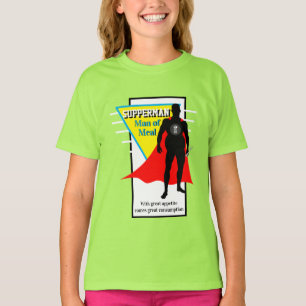 Girls Funny Novelty Graphic SUPPERMAN MAN OF MEAL T-Shirt