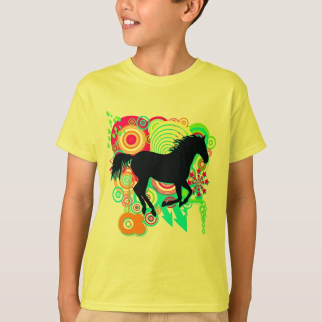 Girls Galloping Horse Silhouette T-Shirt (Front)