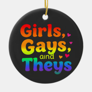 Girls, Gays, and They’s LGBT Pride Month Inclusion Ceramic Ornament