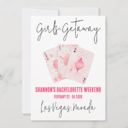 Girls' Getaway, Casino Bachelorette Weekend Party Invitation