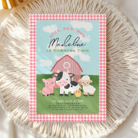 Girls Gingham Farm Barnyard 2nd Birthday