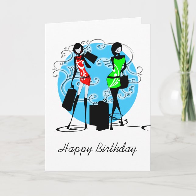 Girls girly birthday fashion friends PERSONALIZE Card (Front)