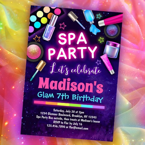 Girls Glam Spa Birthday Party Invitation