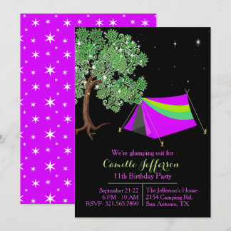 Girls Glamping Birthday Invitation