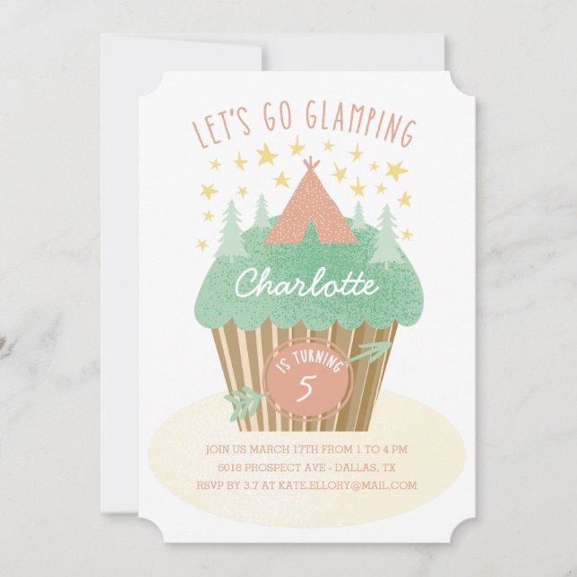 Girls Glamping Birthday Party Invitation (Front)